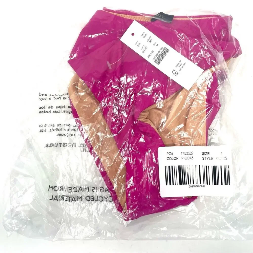 J. Crew Curved-waist Cheeky Bikini Bottom in Fuchsia, Women's Medium, BC125 $59